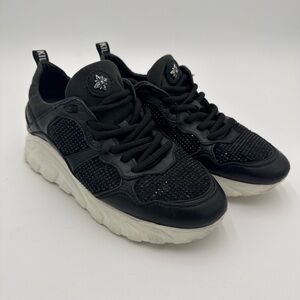 John Richmond Women’s Sneakers Black Rhinestone Platform Made in Italy US 7.5